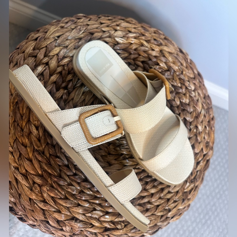 NWT sz 7.5 Dolce Vita Genzel Slide sandal cream ivory neutral double strap - Picture 3 of 6